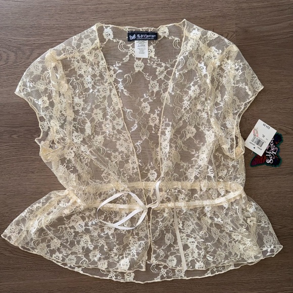 Self Esteem Tops - Self Esteem Festival Lace Floral Tie Front Cardigan Top-Juniors Size XL